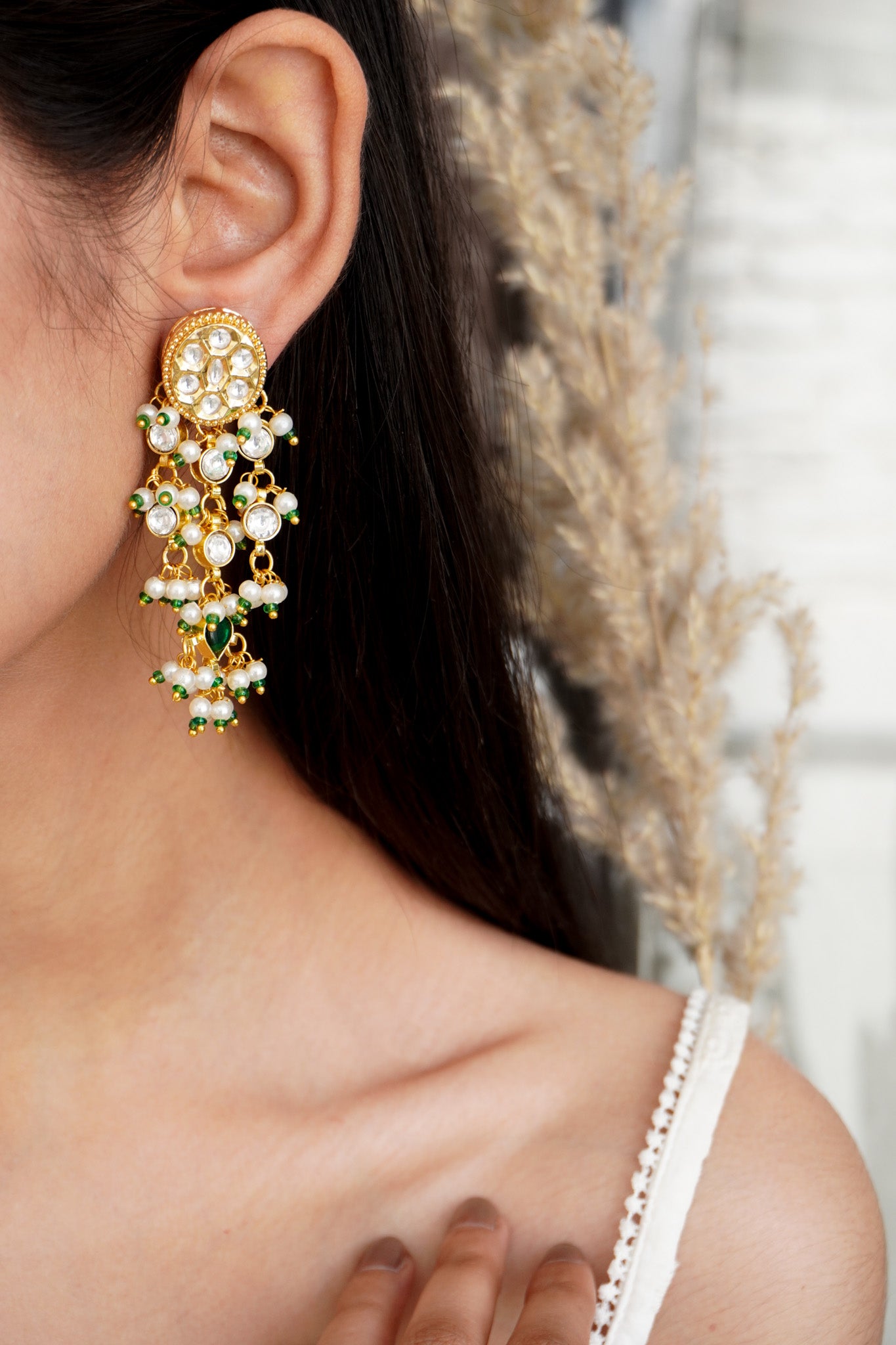Amara Kundan and Pearls Earrings