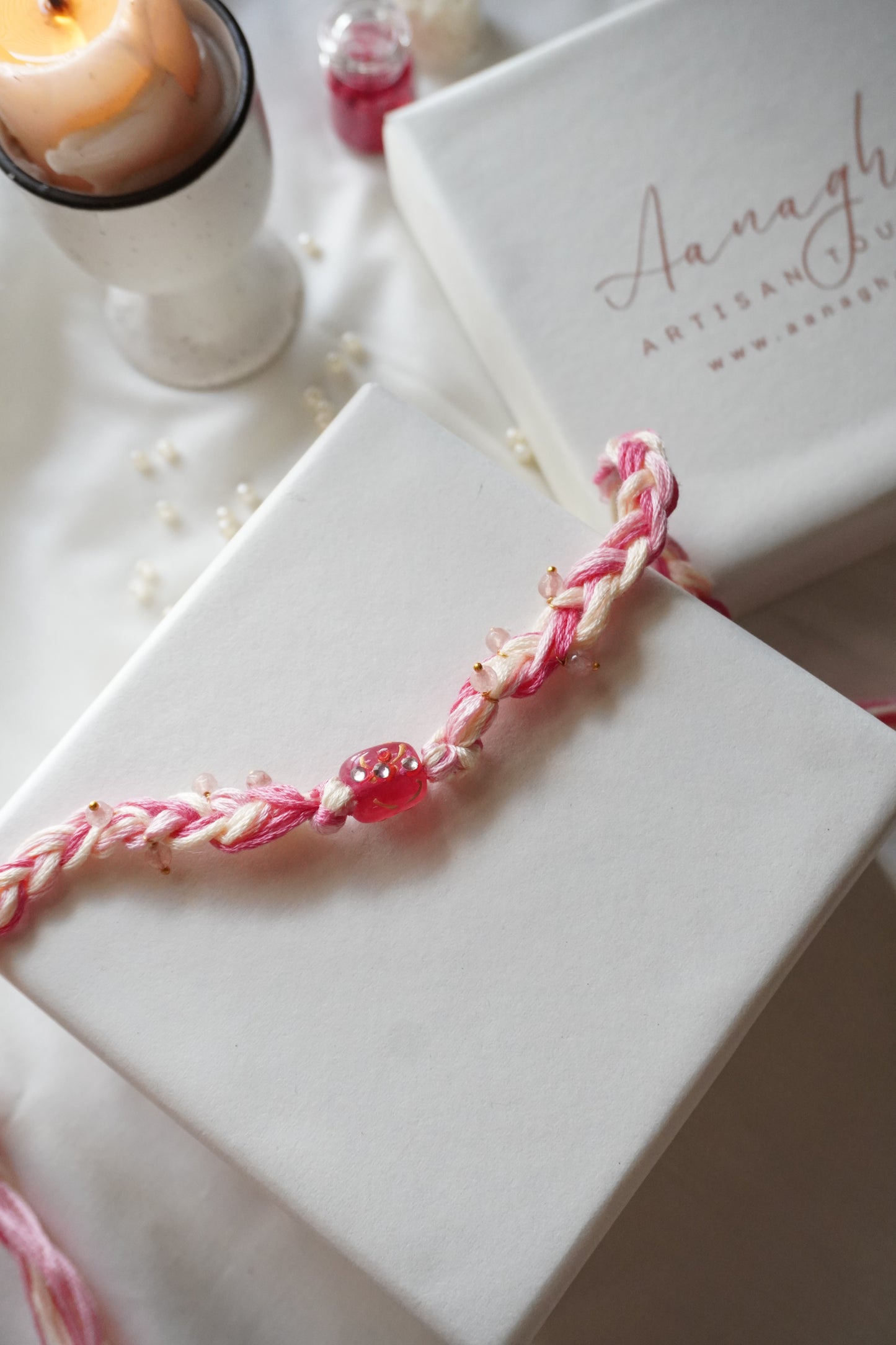 Abha Pink Kundan Rakhi