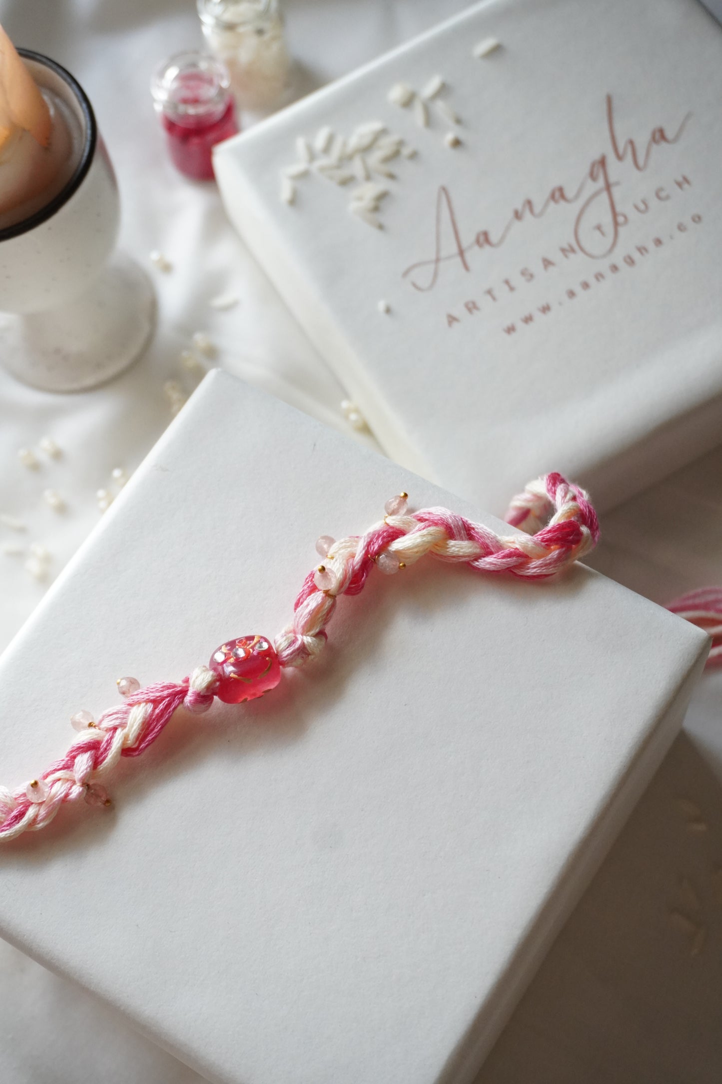 Abha Pink Kundan Rakhi