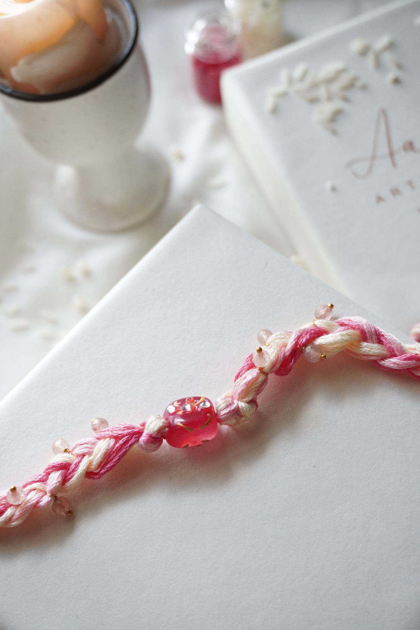 Abha Pink Kundan Rakhi