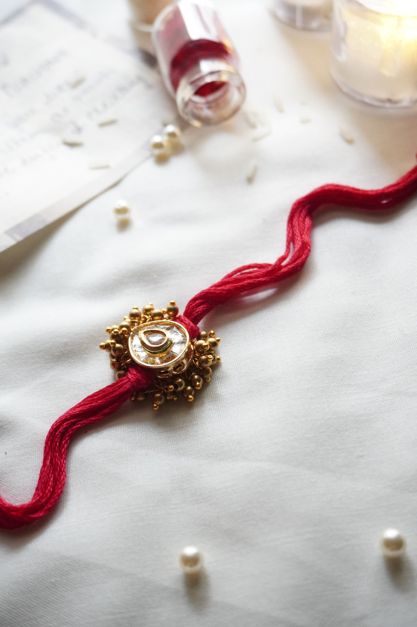 Shriya Red Kundan Rakhi