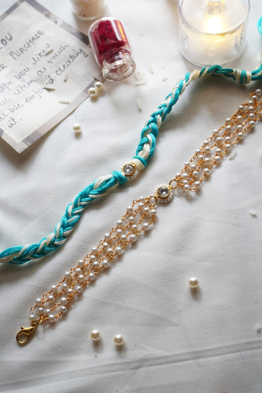 Riya Pearls and Kundan Rakhi Lumba Set