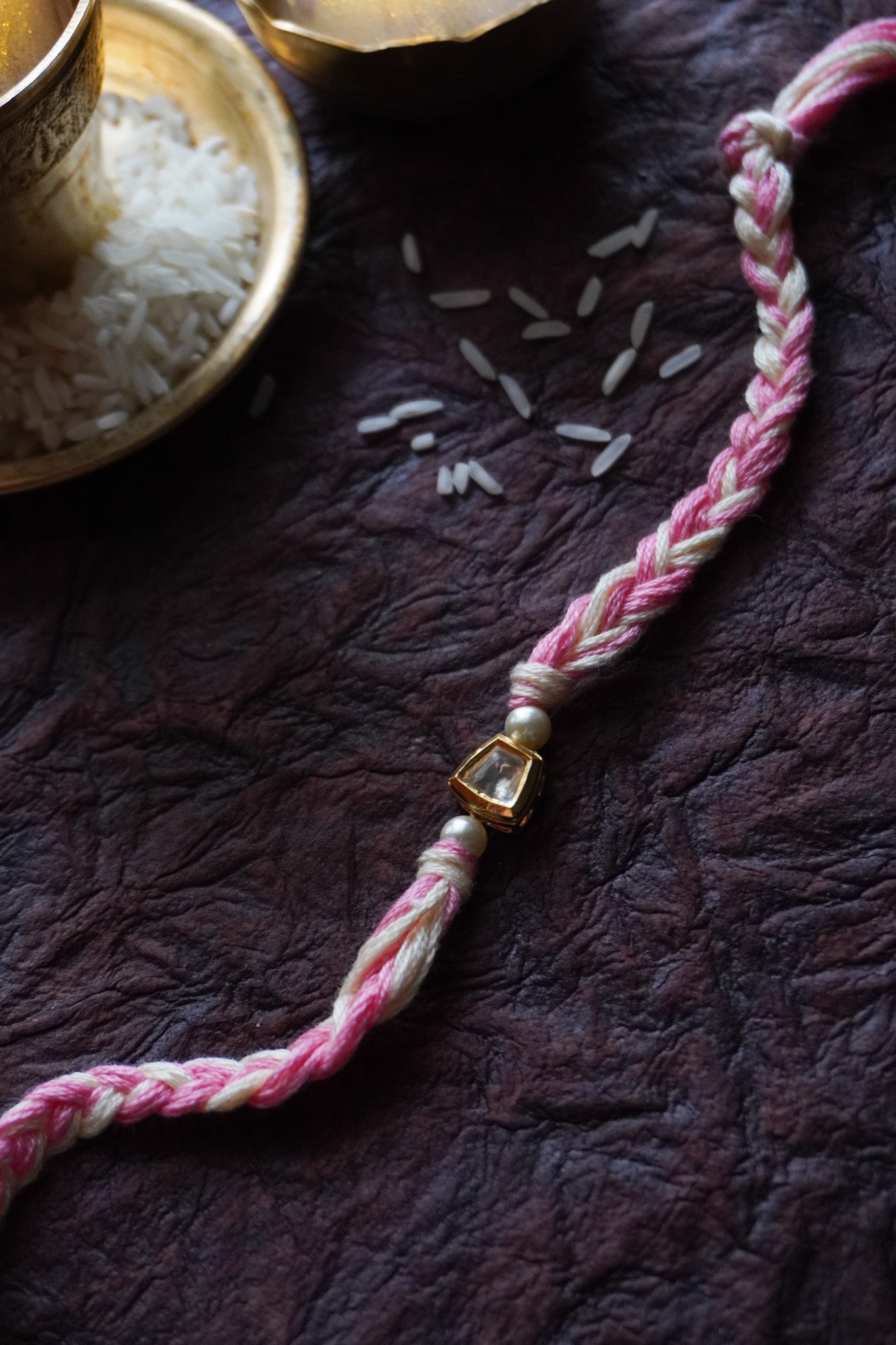 Dhanvi Pink Kundan Rakhi