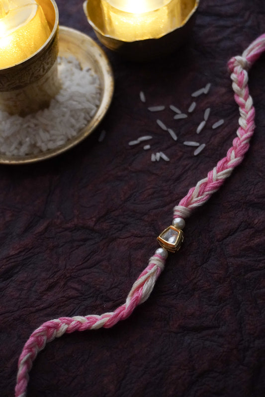 Dhanvi Pink Kundan Rakhi