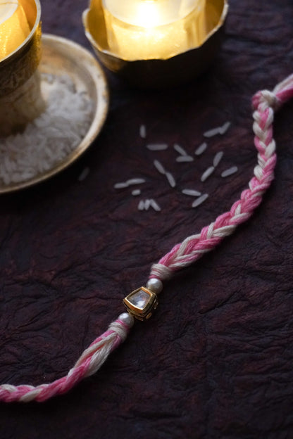 Dhanvi Pink Kundan Rakhi