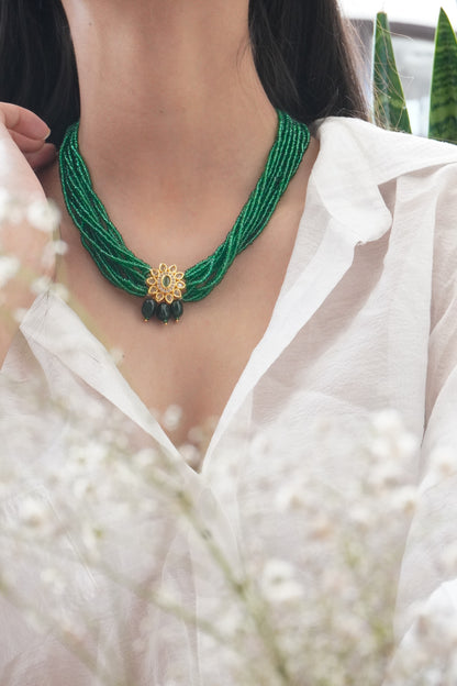 Iraa Kundan and Green Stones Necklace