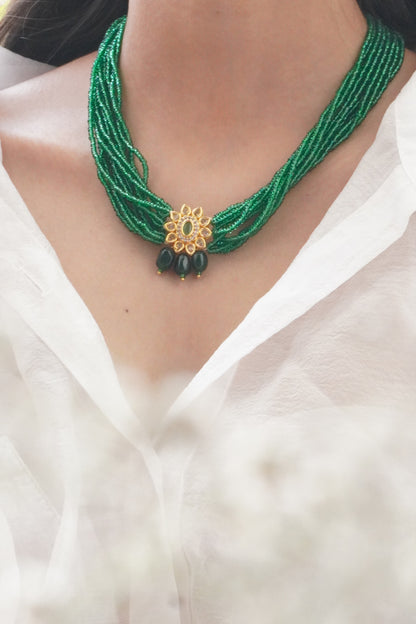 Iraa Kundan and Green Stones Necklace