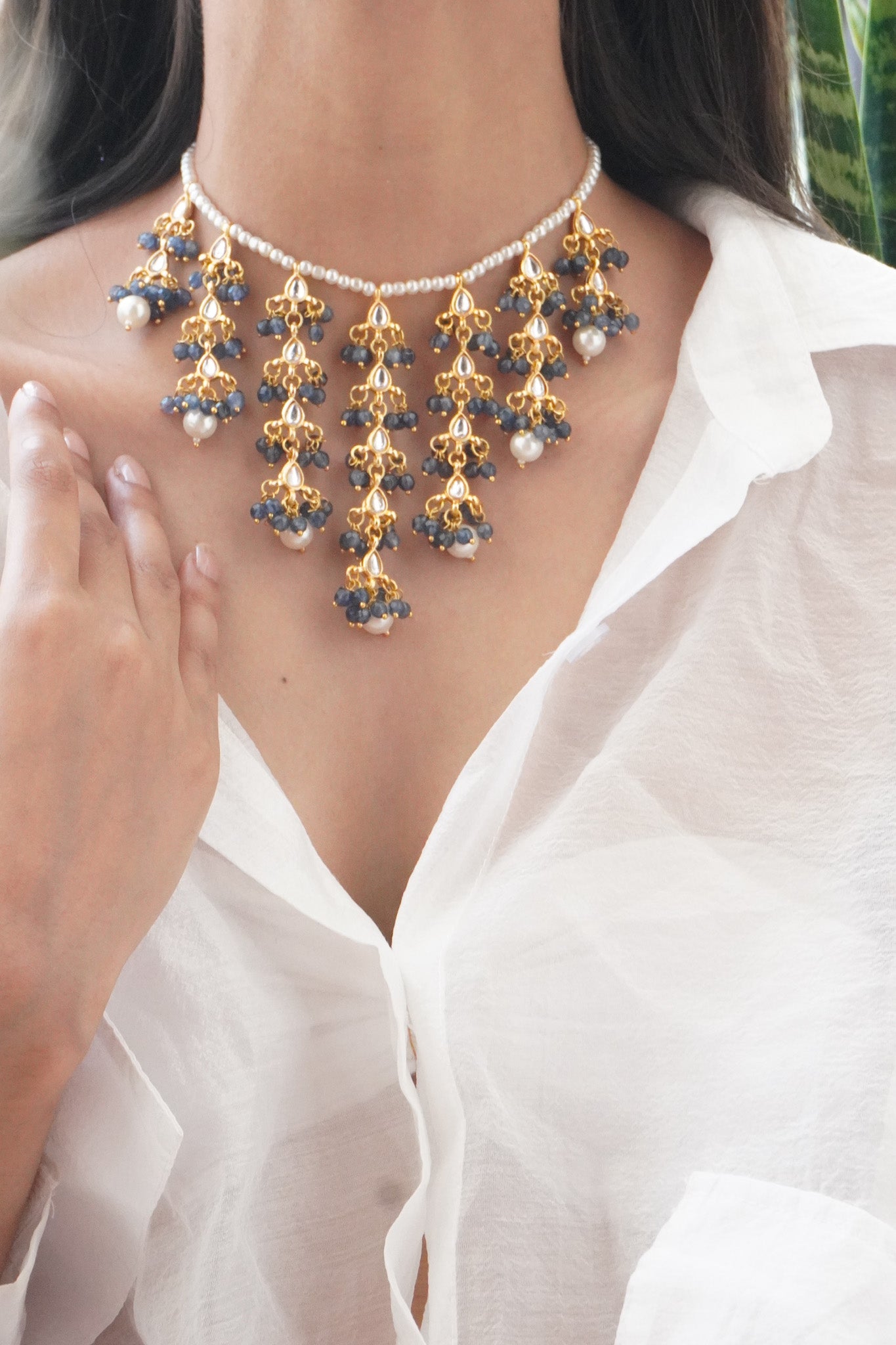 Aarohi Kundan and Stones Necklace