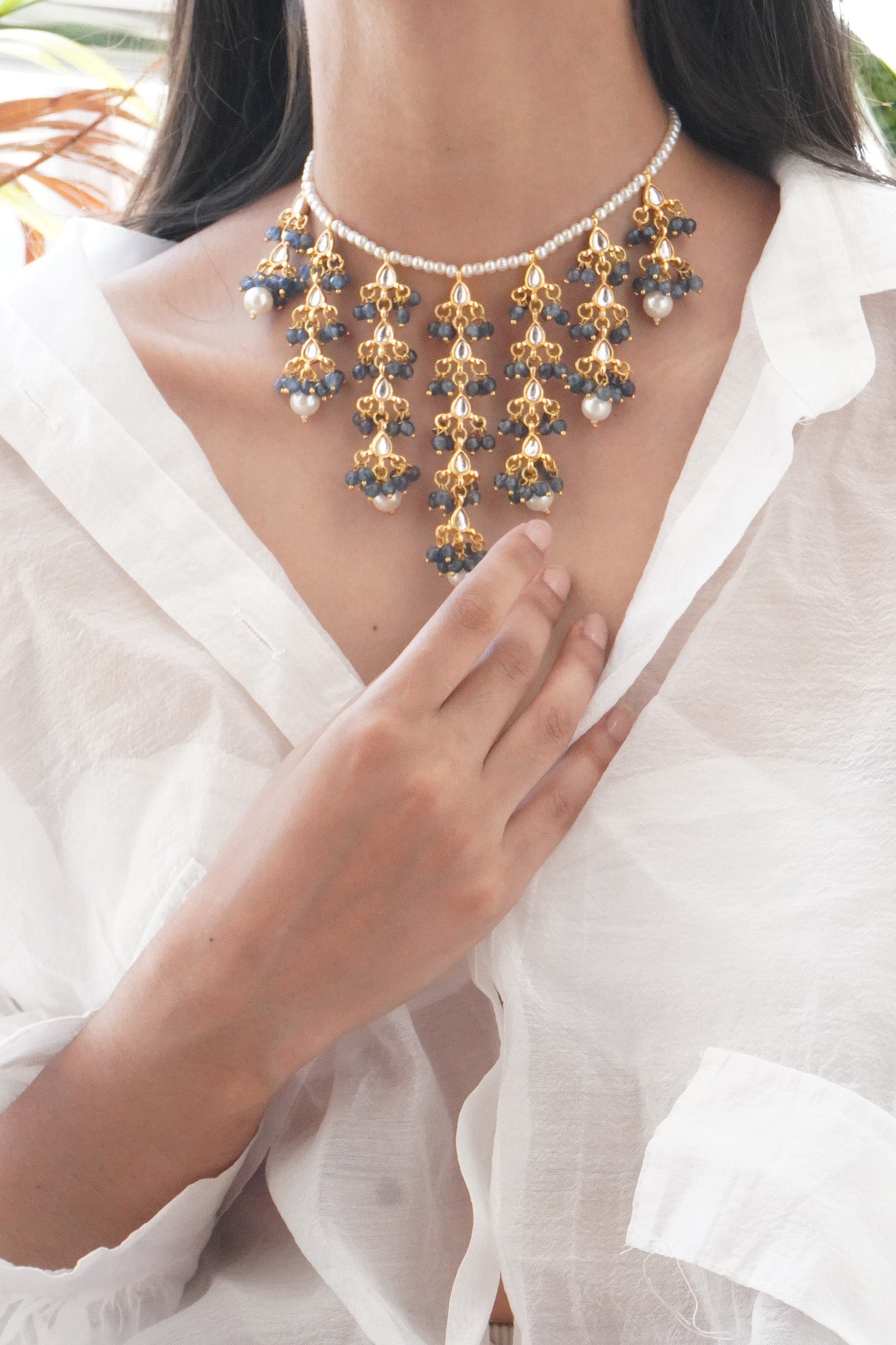 Aarohi Kundan and Stones Necklace