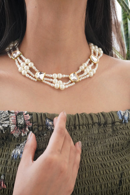 Saanjh Kundan and Pearls Necklace