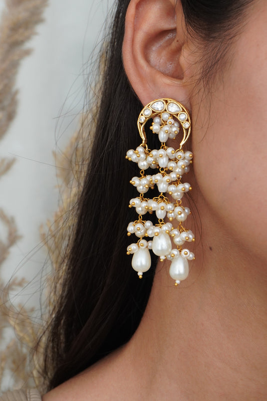 Pranika Kundan and Pearls Earrings