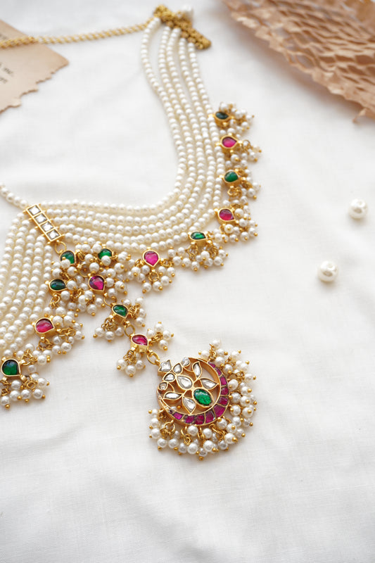 Gulnaz Kundan and Pearls Matha Patti