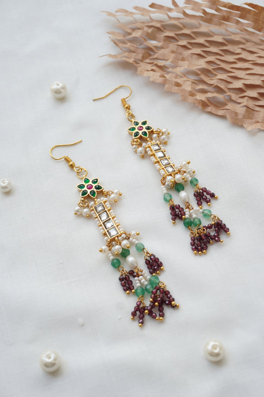 Ziya Kundana and Stones Earrings