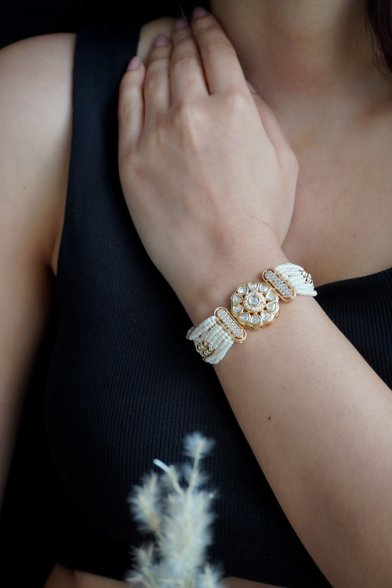 Diana Kundan Pearl Bracelet