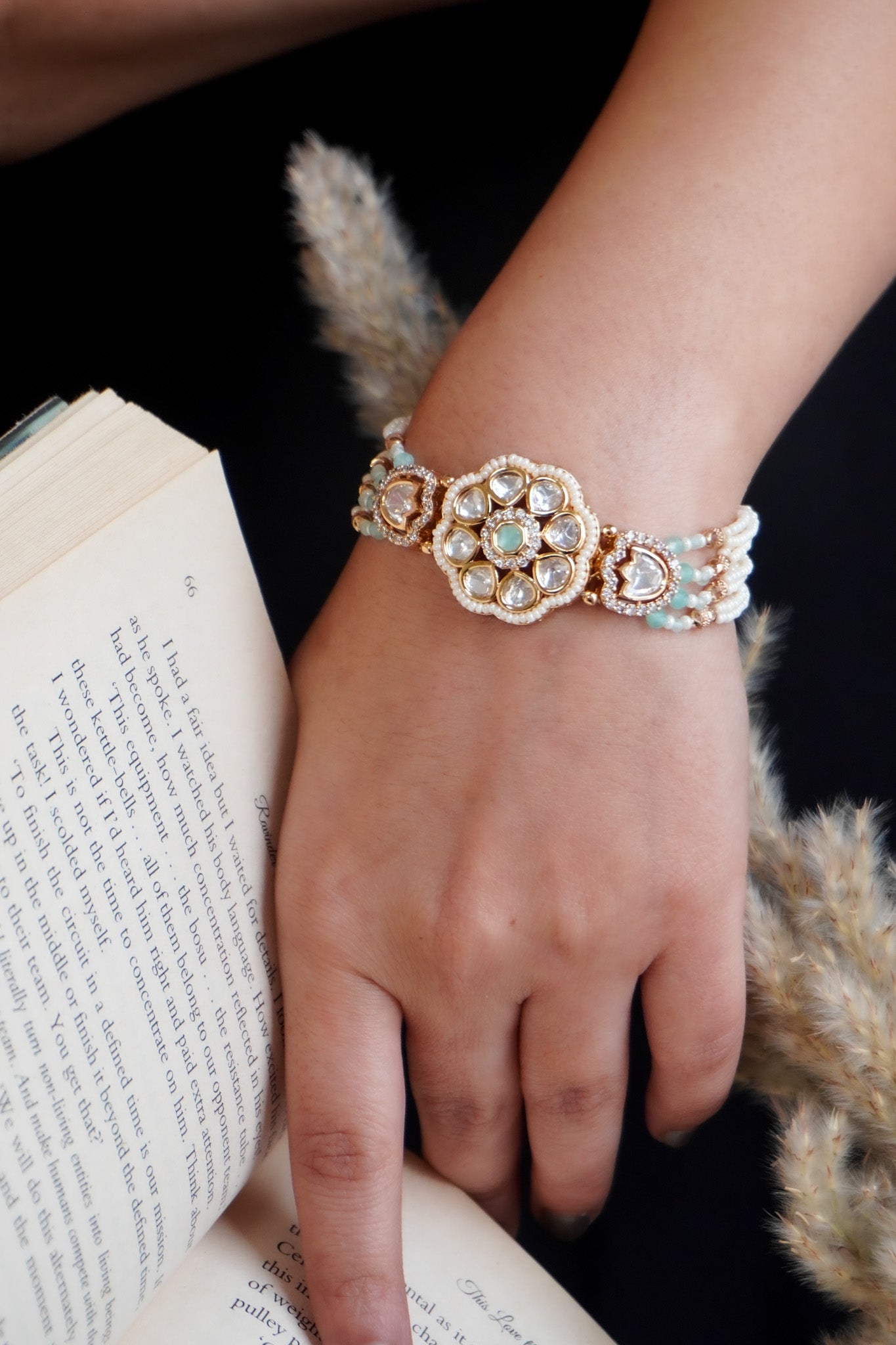 Diana Turquoise Kundan Pearl Bracelet