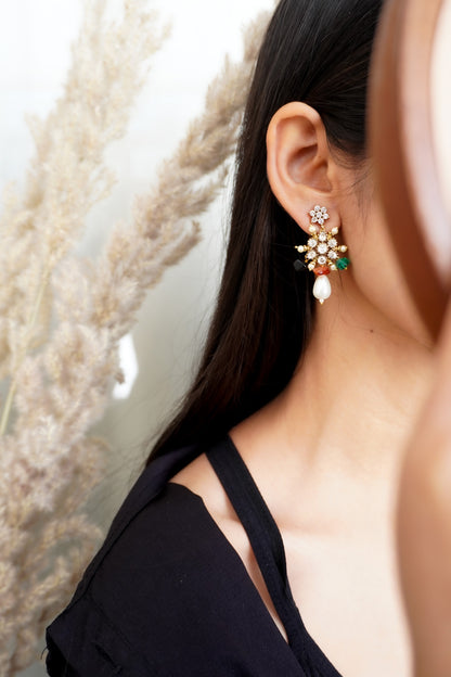 Flourine Floral Multicolored Earrings
