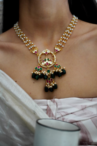 Kianna Red-Green Kundan Necklace