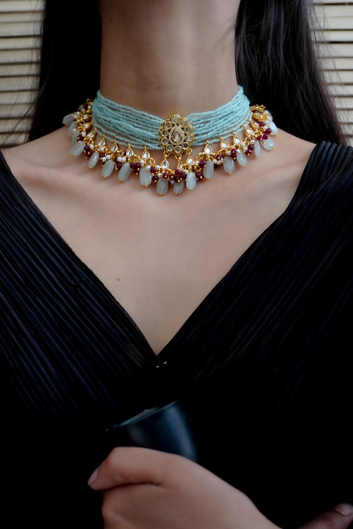Michelle Turquoise Kundan Choker Necklace
