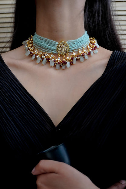 Michelle Turquoise Kundan Choker Necklace