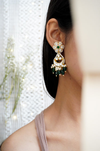 Navya Green Kundan Earrings