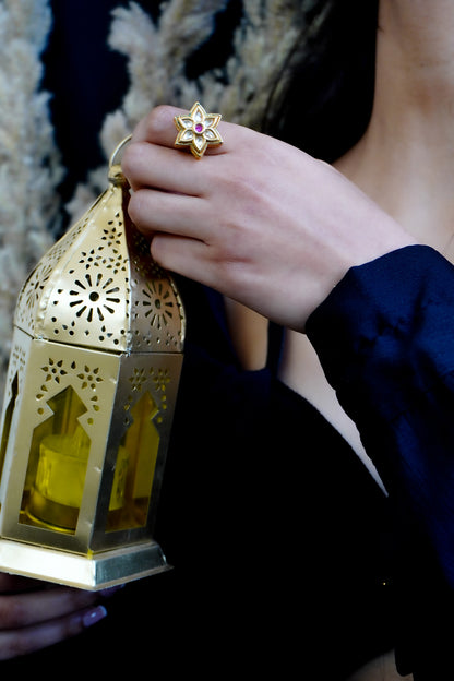 Pink Aura Kundan Ring