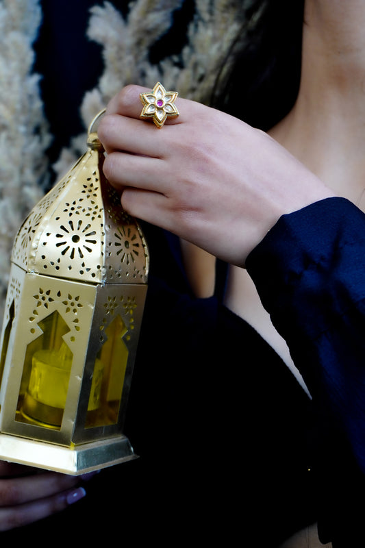Pink Aura Kundan Ring
