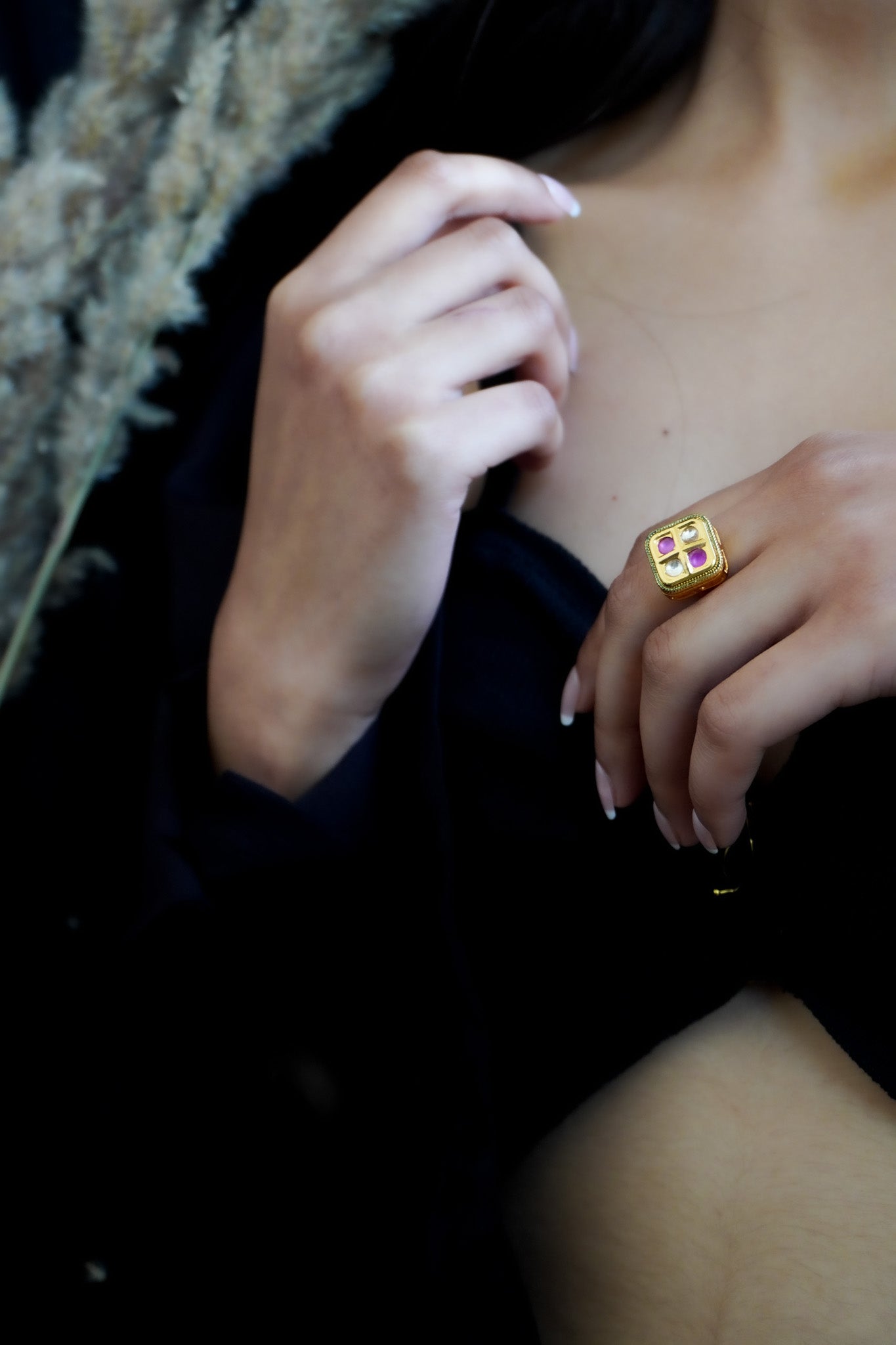 Radiant Edge Kundan Ring