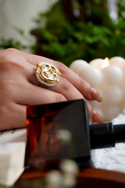 Ruhani kundan and Pearls Ring