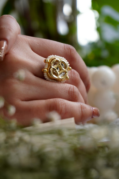 Ruhani kundan and Pearls Ring