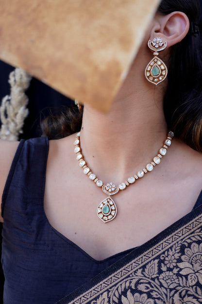 Ryan Turquoise Polki Necklace Set