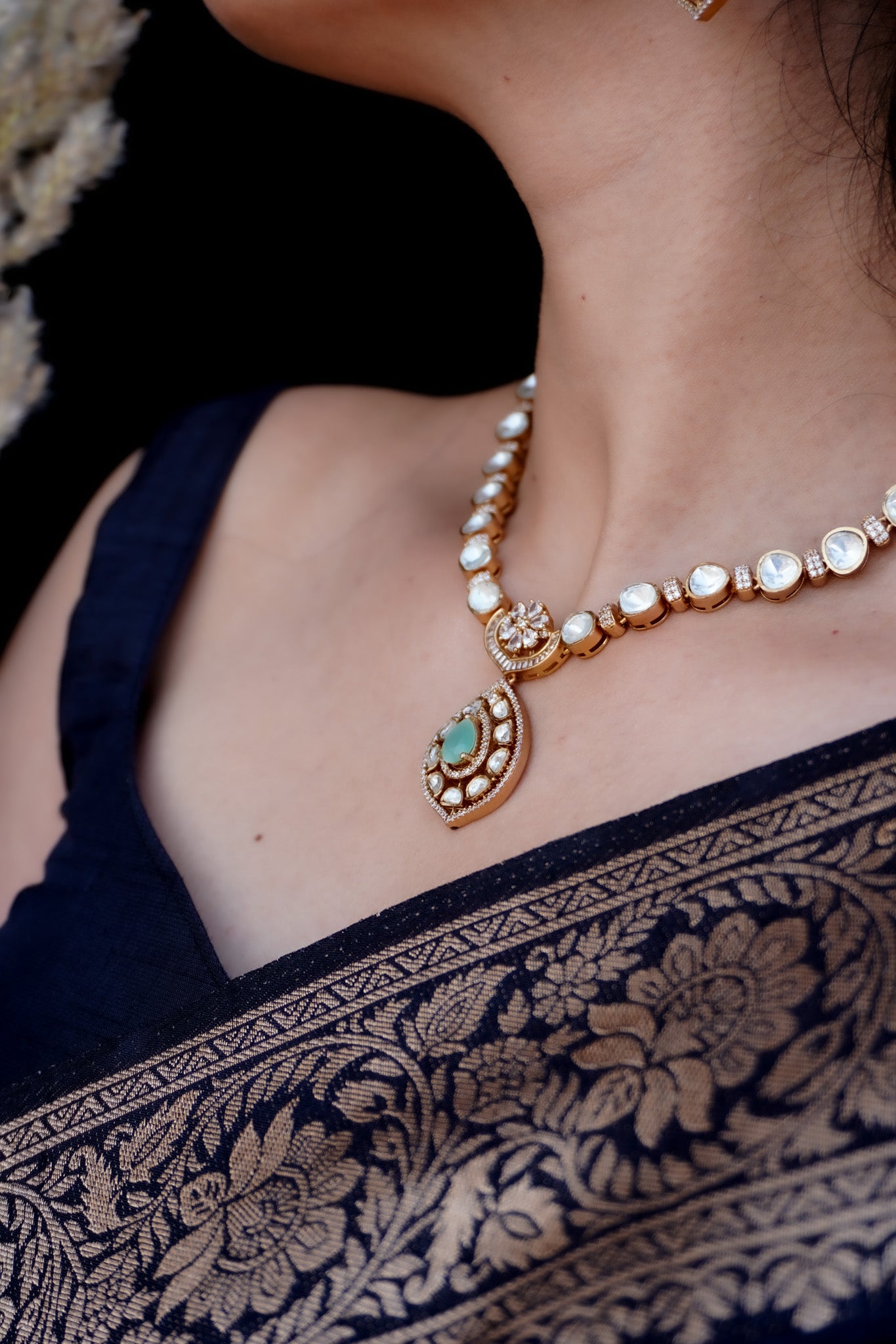 Ryan Turquoise Polki Necklace Set