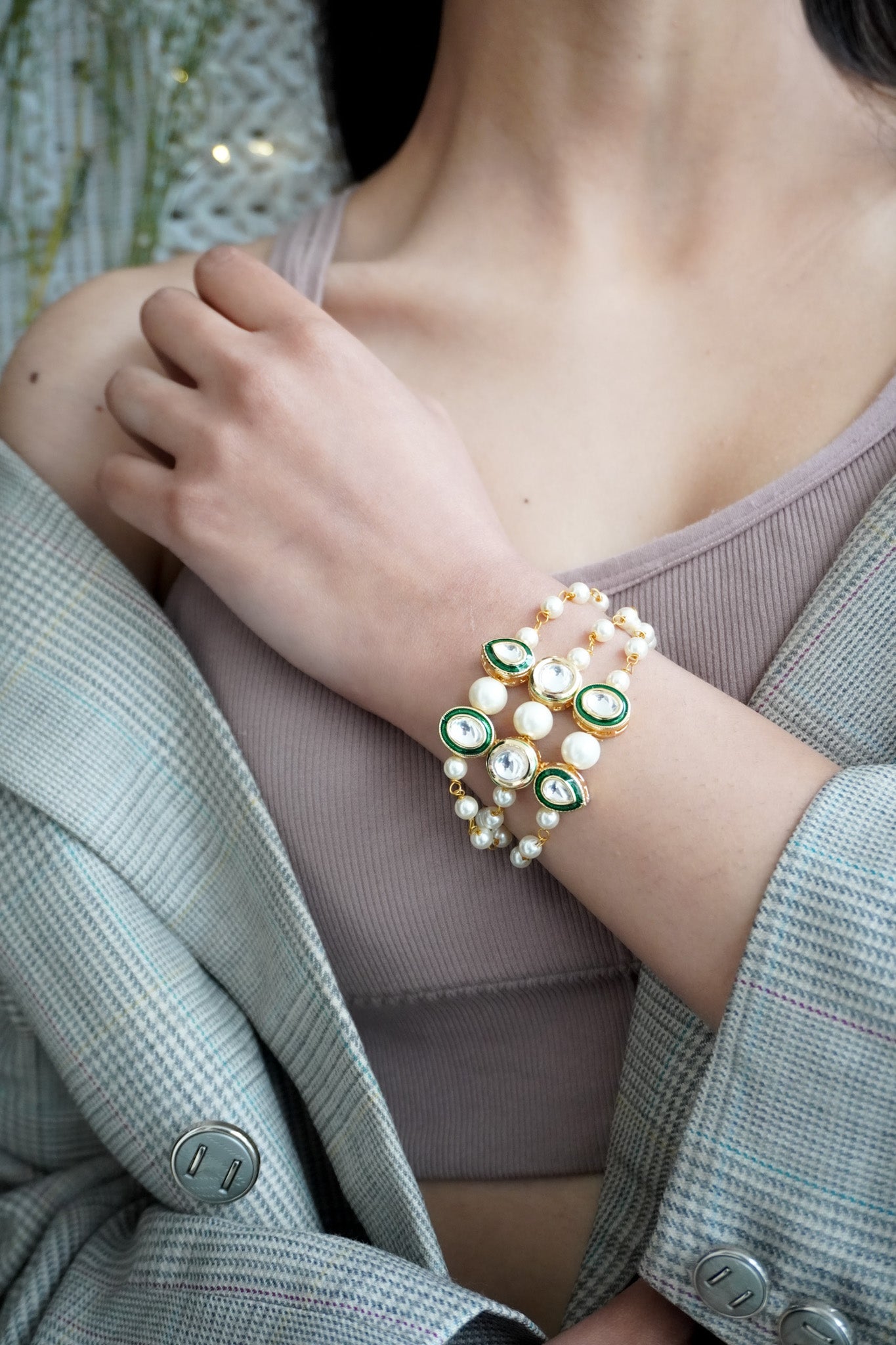 Sima Kundan and Pearl Bracelet