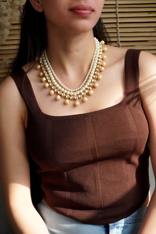 Sundara Kundan and Pearls Necklace