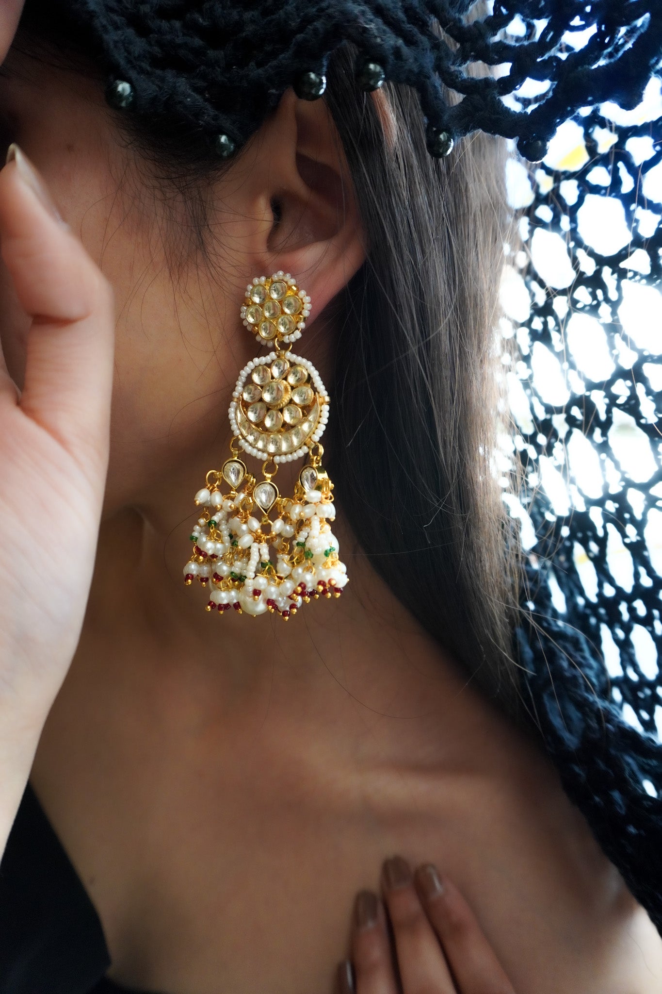 Suras Kundan and Pearl Earrings