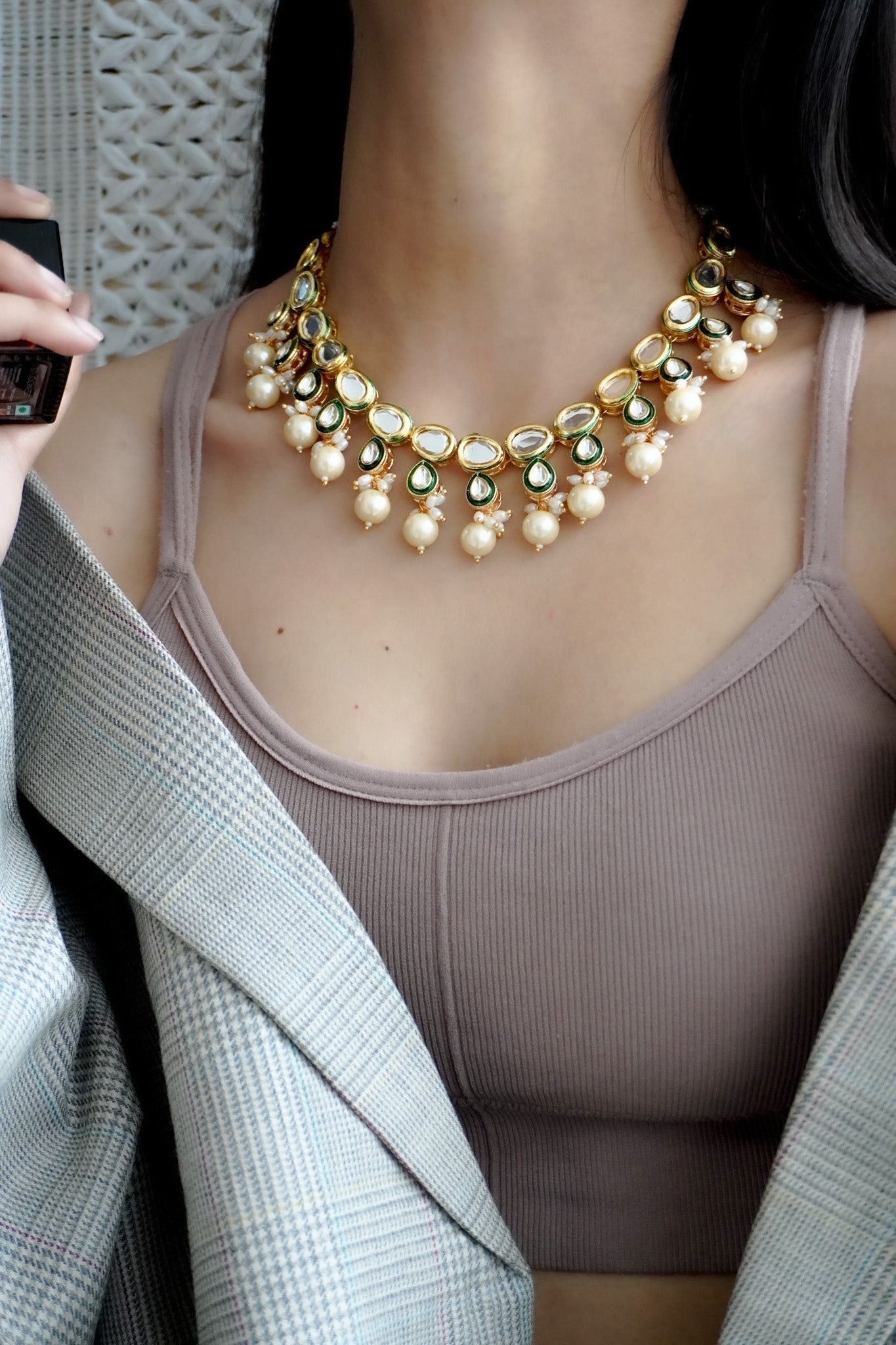 Swaranika Kundan and Pearls Neckpiece