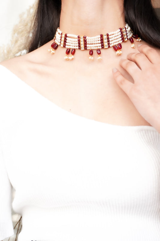 Zara Red Kundan Choker Necklace