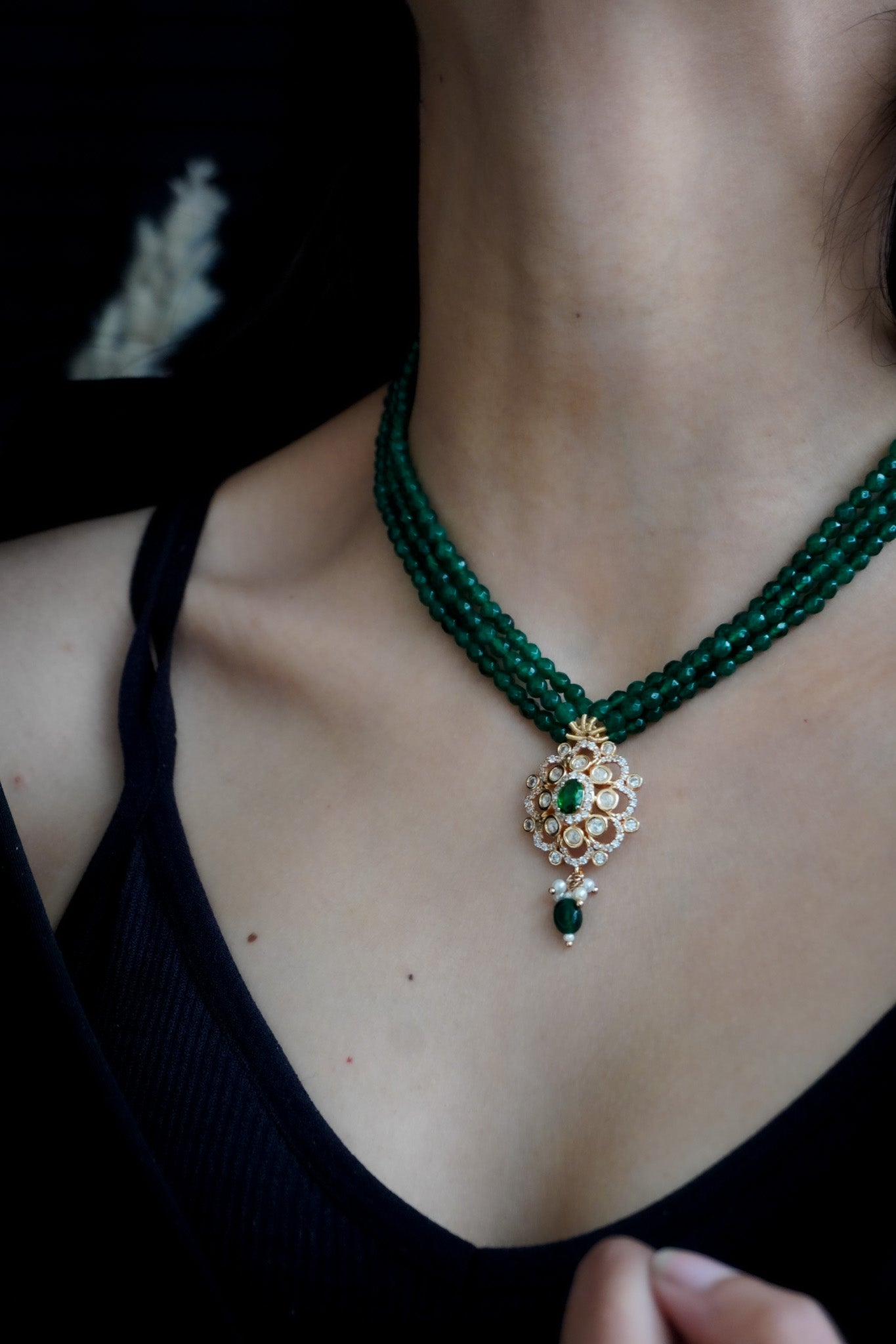 Zarine Green Kundan Choker Necklace