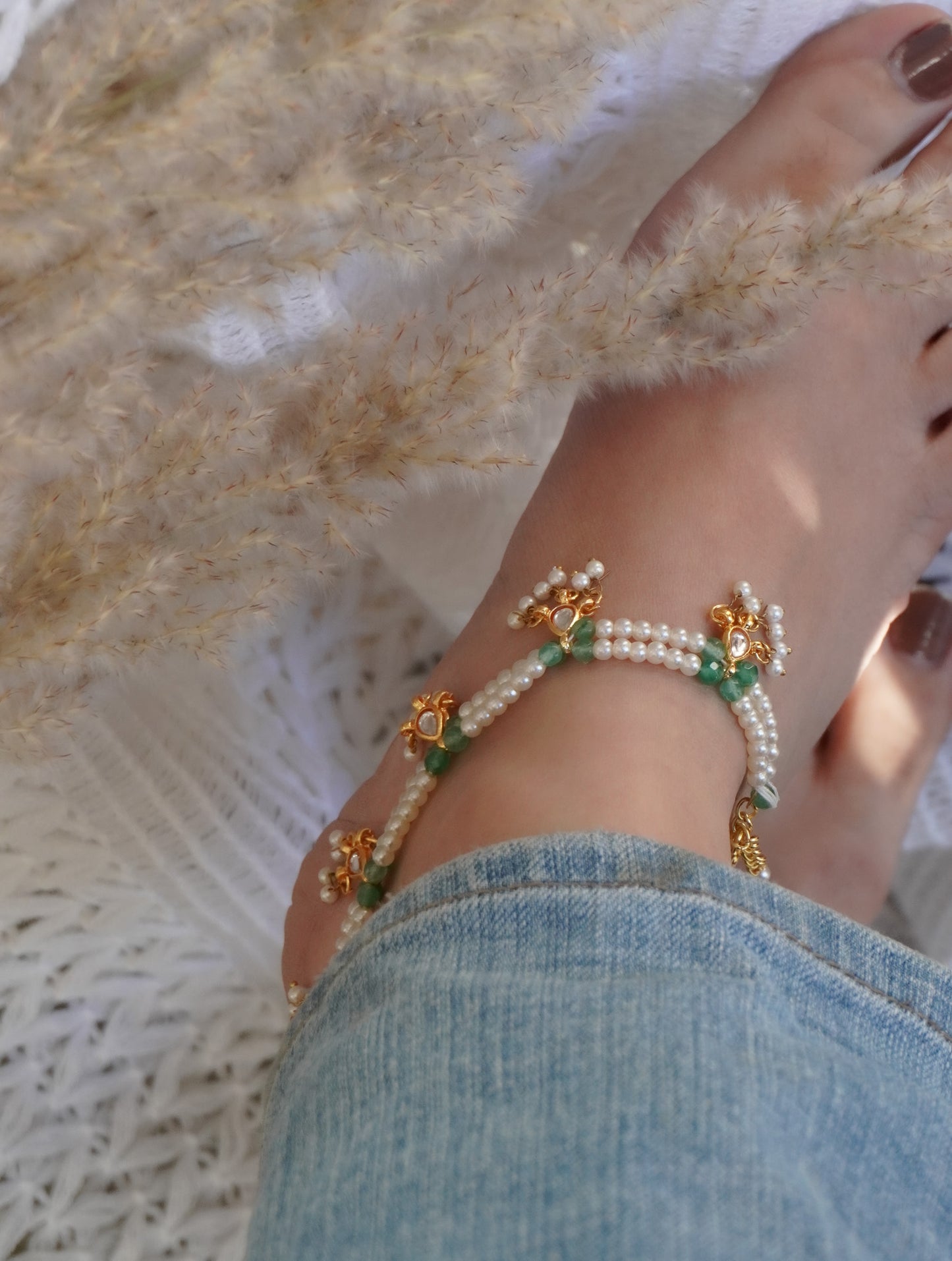 Zisha Pearls and Kundan Anklets